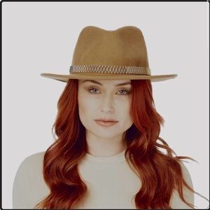 PRSVR Wool Wide Brim Hat Gold Chain Band XL Western Style